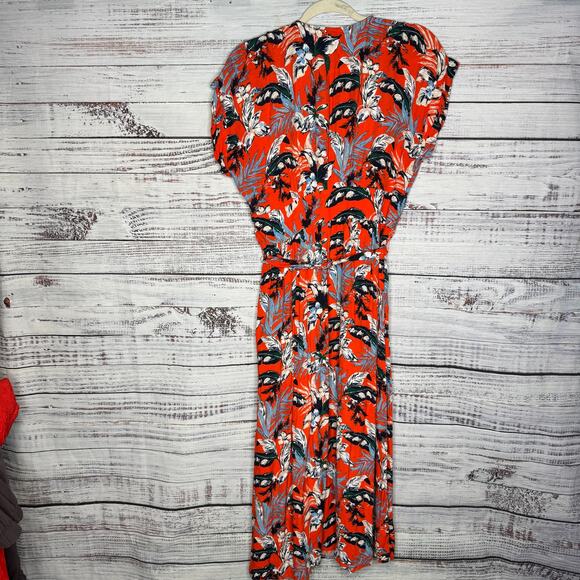 Loft Ann Taylor Botanical Button Tie Waist Midi Dress 8 - Picture 4 of 4